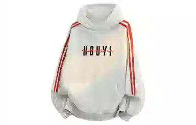 王者荣耀 后羿款美式复古学院风撞色拼接条纹织带字母漫画印花插肩百搭连帽内搭宽松青春休闲保暖套头卫衣 男女同款