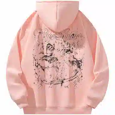 Qnxeey Vintage Ink Print Hoodie