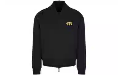 Emporio Armani SS22 Patch Zip Flight Jacket Black