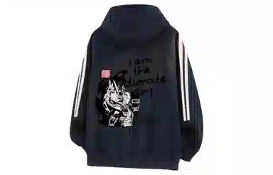 王者荣耀 后羿款美式复古学院风撞色拼接条纹织带字母漫画印花插肩百搭连帽内搭宽松青春休闲保暖套头卫衣 男女同款