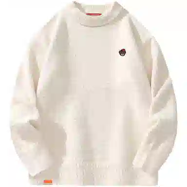 帕丁顿熊 基础款休闲慵懒风小熊胸针纯色宽松保暖加厚针织衫 男女同款