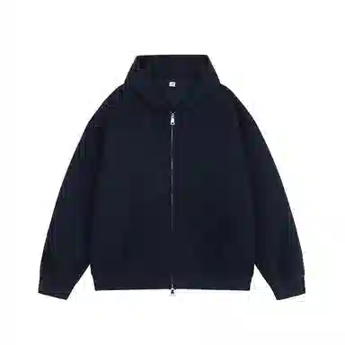 玉儿恋 纯色宽松休闲运动连帽落肩拉链开衫卫衣 男女同款