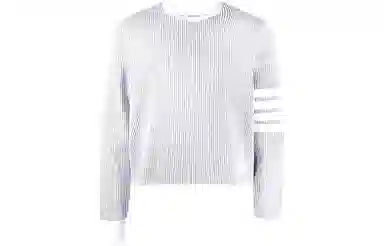 Thom Browne SS23 Classic Four-Bar Crewneck Sweatshirt Light Grey