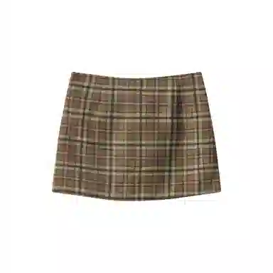 YINLEI Retro Plaid High Waist Skirt