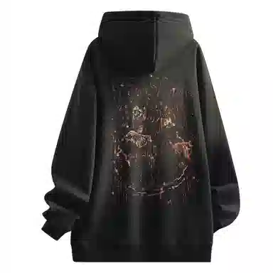 Qnxeey Vintage Ink Print Hoodie