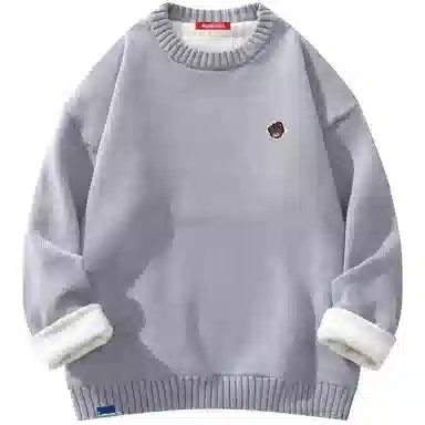 帕丁顿熊 基础款可拆卸小熊胸针纯色休闲百搭打底宽松保暖加绒加厚针织衫 男女同款