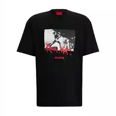 HUGO BOSS Cotton-Jersey T-Shirt With Spray-Paint Artwork T