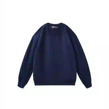 我是大卫 港风纯色宽松慵懒风潮流复古圆领百搭长袖针织衫 男女同款