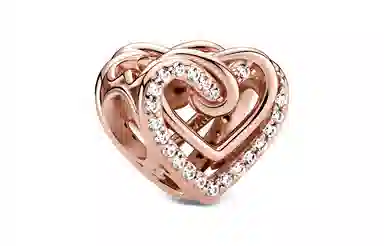 Pandora Shining Entwined Hearts Charm Rose Gold