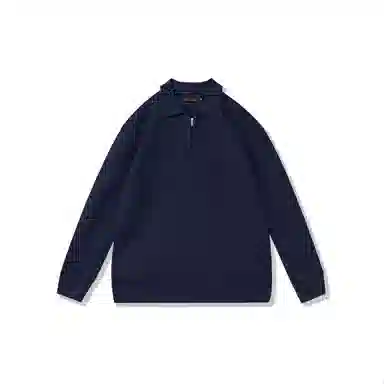 我是大卫 港风复古小众半拉链翻领设计感宽松套头针织衫 男女同款