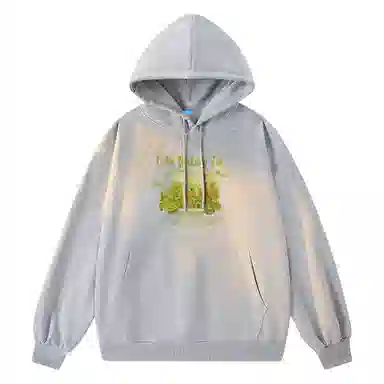 海底小纵队 美式高街复古油画创意花卉个性字母印花简约基础款重磅舒适百搭宽松休闲时尚高级感套头落肩校园风长袖卫衣 男女同款