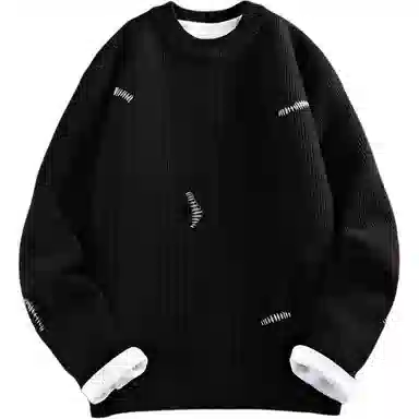 极限涡轮 潮流纯色破洞缝补圆领舒适时尚百搭针织衫 男女同款 白色