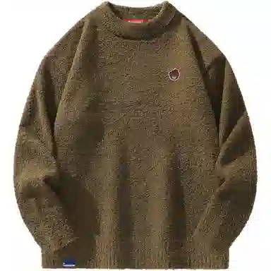 帕丁顿熊 基础款休闲慵懒风小熊胸针纯色宽松保暖加厚针织衫 男女同款