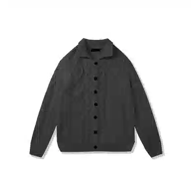 我是大卫 日系纯色百搭翻领开衫韩版宽松加厚长袖针织衫 男女同款