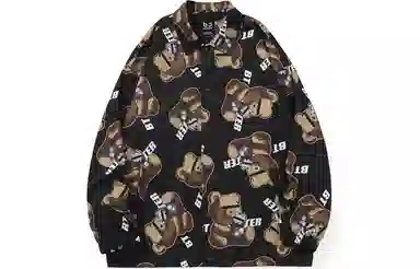 bt Bear Print Graffiti Jacket
