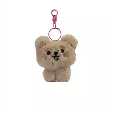 丹琴 粉色蝴蝶结泰迪熊 可爱卡通开心小熊背包钥匙扣挂饰书包包挂饰 毛绒 挂件 男女同款情侣款