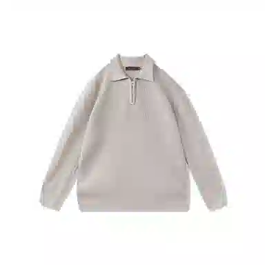 我是大卫 港风复古小众半拉链翻领设计感宽松套头针织衫 男女同款