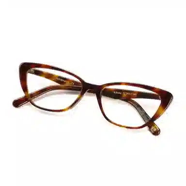 青雉作 高颧骨显脸小复古倒梯形 酷酸板材 猫眼 光学镜架 女款 玳瑁色 黑色