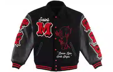 SAINT Mxxxxxx Colorblock Cartoon Letter Jacket