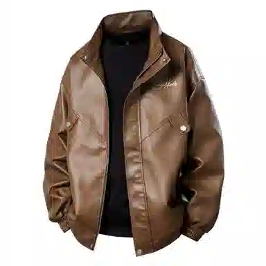 大卫贝肯 美式复古立领简约字母印花宽松舒适户外防水防风保暖机车夹克外套 男女同款 棕色