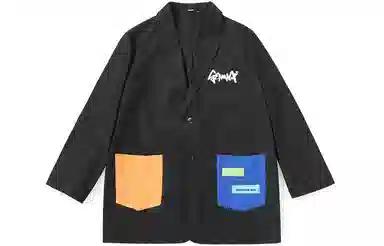 GENANX Asymmetric Colorblock Pocket Blazer