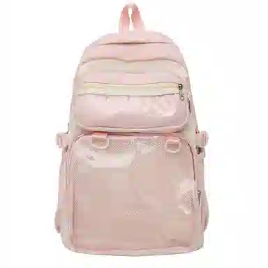 醇龙 百搭二次元透明吧唧校园学院风 棉 双肩包 女款