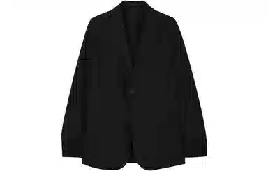 速写 纯色拼接平驳领西装 男款 黑色