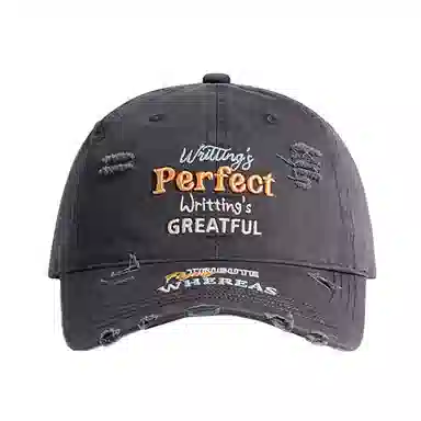 浪莎 日系复古磨破做旧重磅字母刺绣户外休闲工装慵懒风防晒遮阳时尚潮流百搭大头围显脸小 棉 鸭舌帽 男女同款情侣款