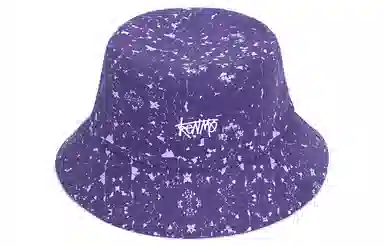 肯默 纯棉渔夫帽 抽象潮流印花 防晒遮阳帽 男女同款 黑色/白色/紫色