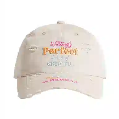 浪莎 日系复古磨破做旧重磅字母刺绣户外休闲工装慵懒风防晒遮阳时尚潮流百搭大头围显脸小 棉 鸭舌帽 男女同款情侣款