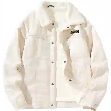 帕丁顿熊 简约小熊贴标美拉德纯色休闲宽松羊羔毛内里加绒保暖加厚夹克外套 男女同款