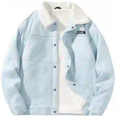 帕丁顿熊 简约小熊贴标美拉德纯色休闲宽松羊羔毛内里加绒保暖加厚夹克外套 男女同款