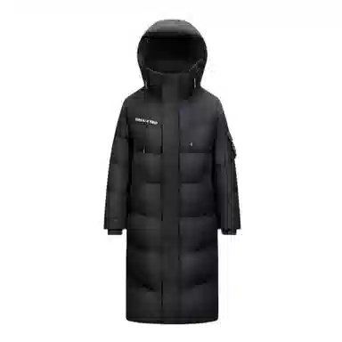 鸭鸭 长款连帽过膝加厚通勤学院时尚百搭休闲羽绒服 男女同款