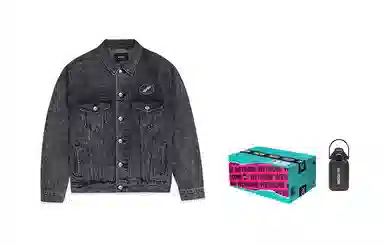 WE11DONE FW22 Round Logo Denim Jacket Black Washed