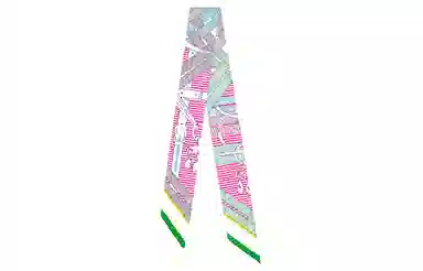 HERMES twilly Vert Rose Brown