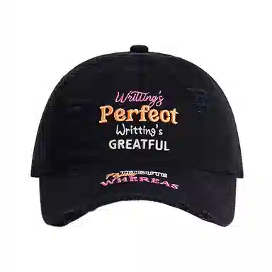 浪莎 日系复古磨破做旧重磅字母刺绣户外休闲工装慵懒风防晒遮阳时尚潮流百搭大头围显脸小 棉 鸭舌帽 男女同款情侣款