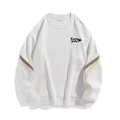 啄木鸟 美式复古宽松圆领长袖卫衣 男女同款 白色