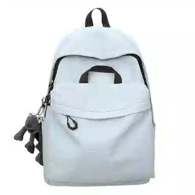 單倉 简约休闲设计感初高中学生旅行百搭大容量轻便书包 尼龙 背包双肩包 男女同款情侣款 白色/灰色/蓝色/卡其色/黑色