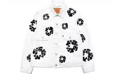 Denim Tears Floral Print Denim Jacket White