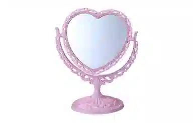 米甜兔 北欧心形米色化妆镜 便携