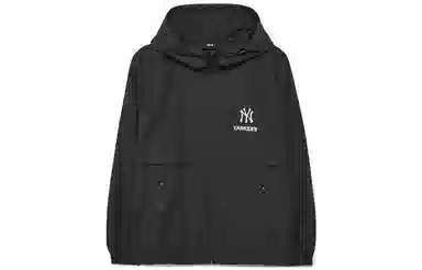 MLB Yankees Letter Print Zip Hoodie Black