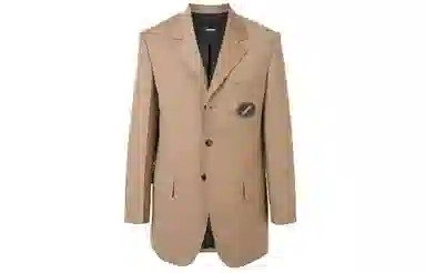 WE11DONE FW22 V-Neck Blazer Khaki