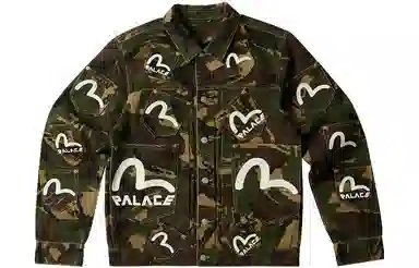 PALACE x EVISU 3.0 SS23 PALACE EVISU TYPE ONE DENIM JACKET CAMO Logo