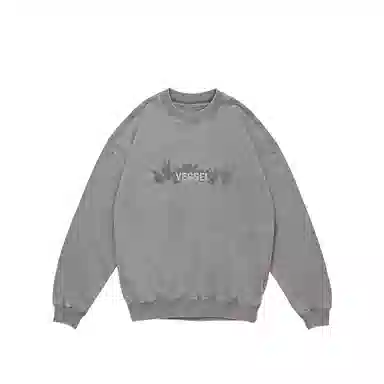xVESSEL Retro Letter Print Crewneck Sweatshirt Grey
