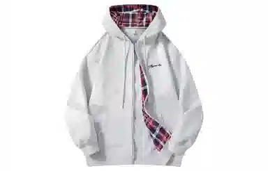 王者荣耀 鲁班七号星空梦想款美式复古创意花体字母印花格子拼接撞色简约落肩长袖休闲宽松连帽开衫卫衣 男女同款