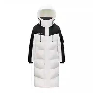 鸭鸭 长款连帽过膝加厚通勤学院时尚百搭休闲羽绒服 男女同款