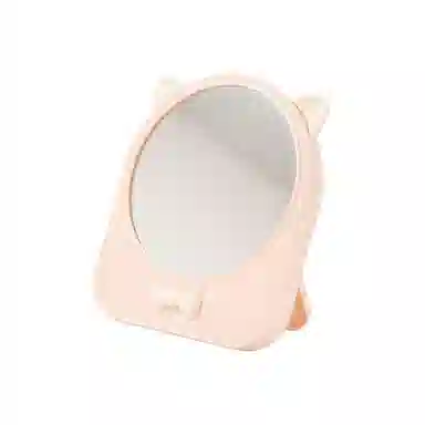 米甜兔 可爱圆形白色化妆镜 便携清晰