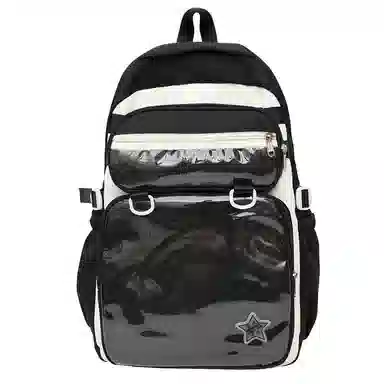 醇龙 百搭二次元透明吧唧校园学院风 棉 双肩包 女款