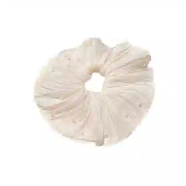 水中玉 超大号网纱仿珍珠大肠发圈扎头发褶皱肥肠发绳头花头饰 皮筋 头绳 女款