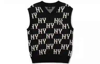 MLB New York Yankees Retro Letter Knit Vest Black